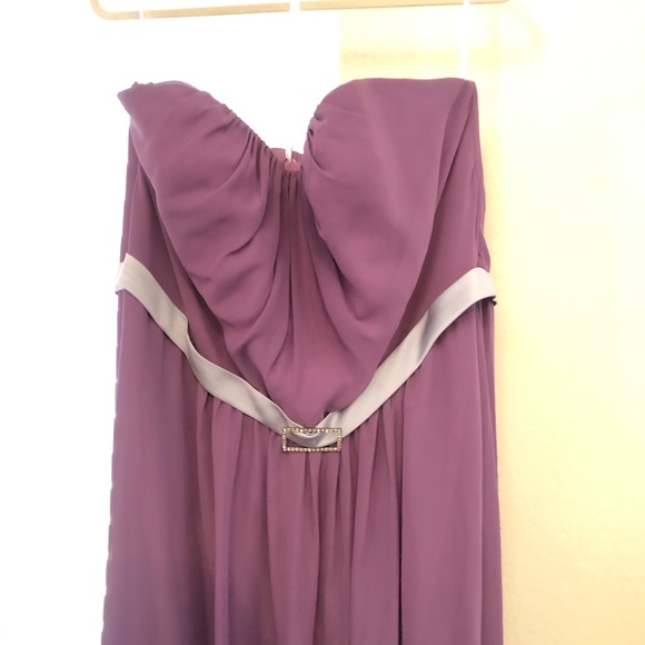 Purple Strapless Formal Dress with Silver Belt - Picture 4 of 9